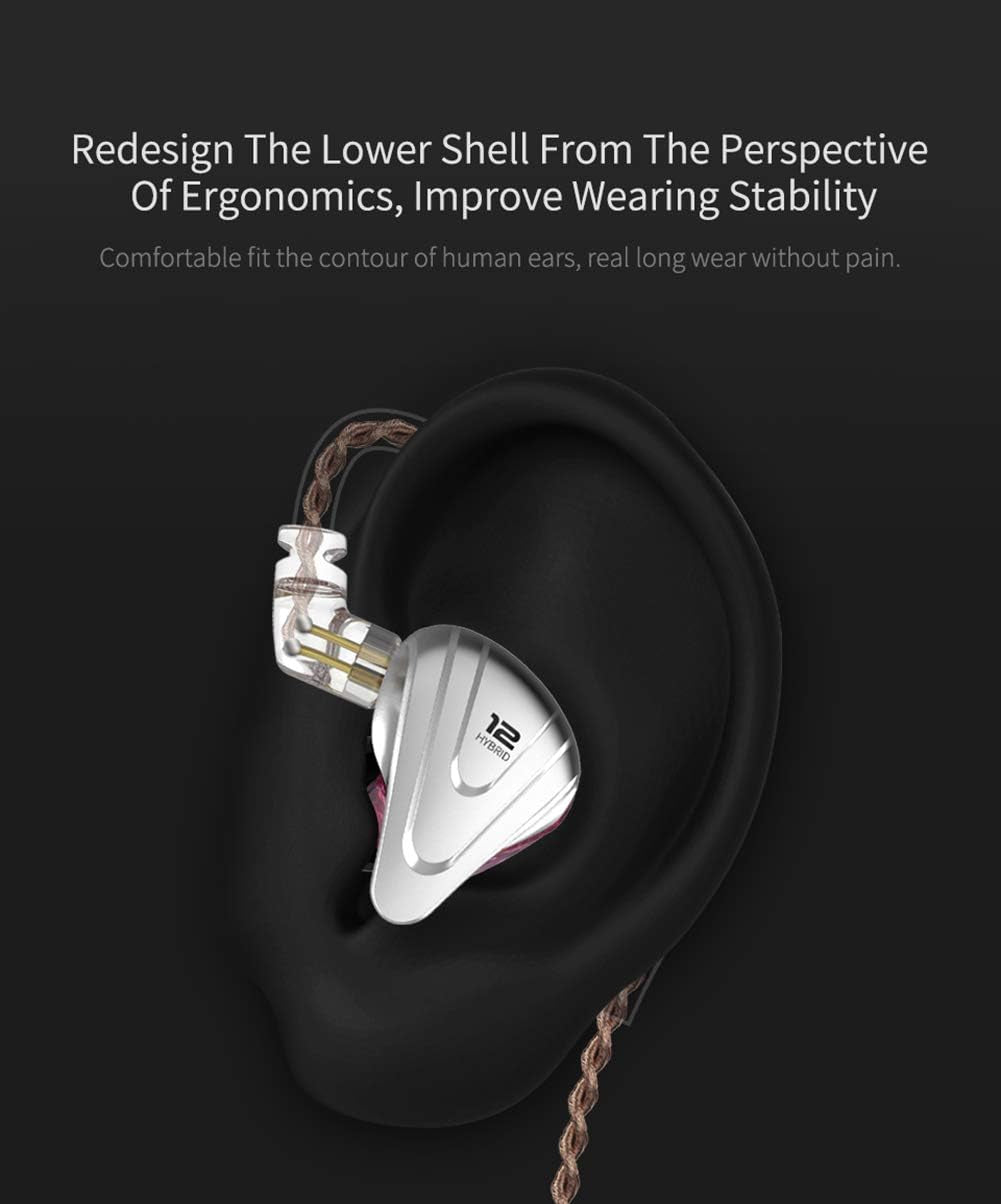 In-Ear Monitors,Kz ZSX 1DD+5BA Hybrid Hifi Stereo Noise Isolating Sport IEM Earphones/Earbuds/Headphones with Detachable Cable (Without MIC, Purple)