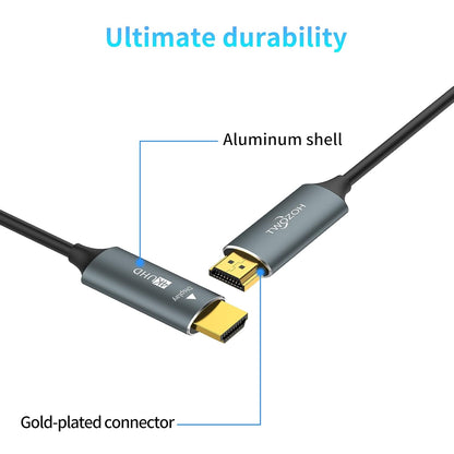 Fiber Optic HDMI Cable 50FT, 4K Fiber HDMI to HDMI Cable 4K/60Hz (4:4:4 HDR10 HDCP2.2) 1440P 144Hz 18Gbps High Speed UHD Fiber HDMI Cord(15M)