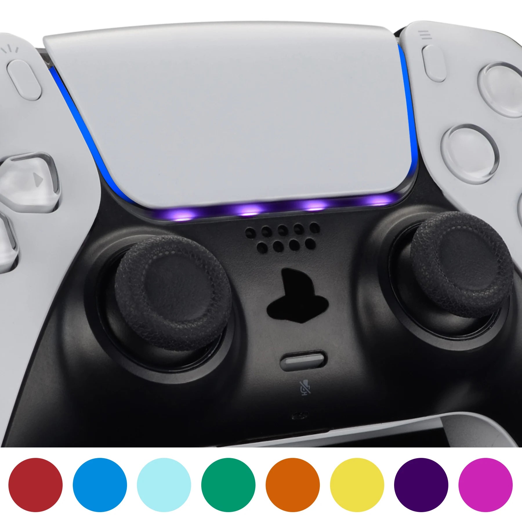 Custom Touchpad LED Lightbar Skin Decals Power Light Stickers with Tools Set for PS5 Controller - 40Pcs in 8 Colors