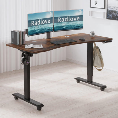 Electric Standing Desk, Height Adjustable Computer Desk Sit Stand Desk Home Office Desks with Splice Board and a under Desk
