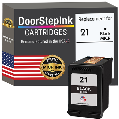DoorStepInk Brand for HP 21 C9351AN Black MICR Remanufactured in the USA Ink Cartridges, C9351AN-0