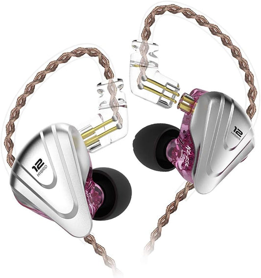 In-Ear Monitors,Kz ZSX 1DD+5BA Hybrid Hifi Stereo Noise Isolating Sport IEM Earphones/Earbuds/Headphones with Detachable Cable (Without MIC, Purple)