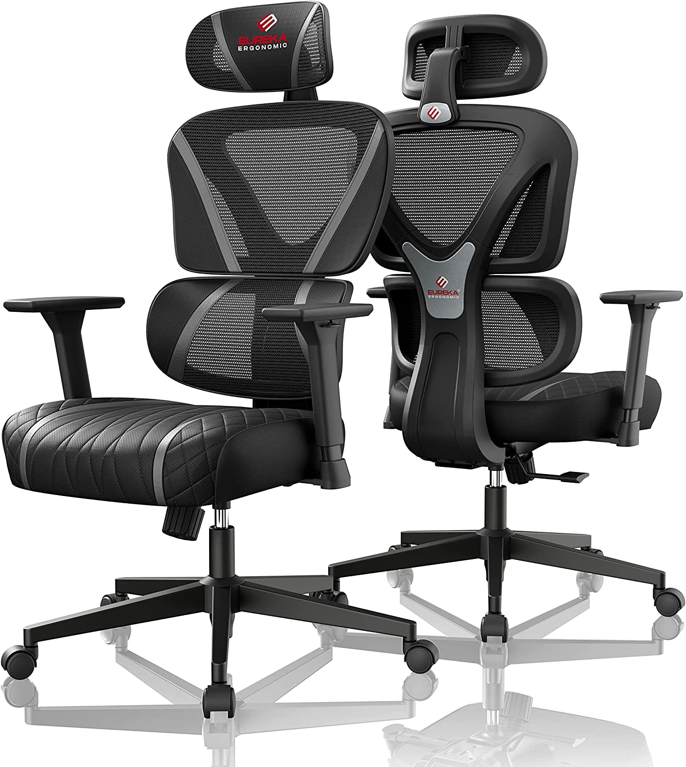 Gaming Chair,Mesh Home Office Desk Chairs,Dual Back Adaptive Lumbar Support, Adjustable 3D Armrest 2D Headrest, Breathable Comfortable PC Computer Sillas Gamer Reclining Chair（Grey）