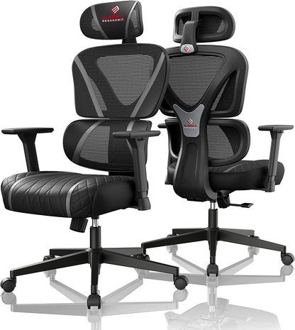 Gaming Chair,Mesh Home Office Desk Chairs,Dual Back Adaptive Lumbar Support, Adjustable 3D Armrest 2D Headrest, Breathable Comfortable PC Computer Sillas Gamer Reclining Chair（Grey）