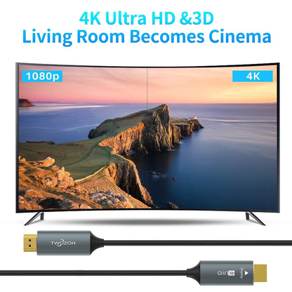 Fiber Optic HDMI Cable 50FT, 4K Fiber HDMI to HDMI Cable 4K/60Hz (4:4:4 HDR10 HDCP2.2) 1440P 144Hz 18Gbps High Speed UHD Fiber HDMI Cord(15M)