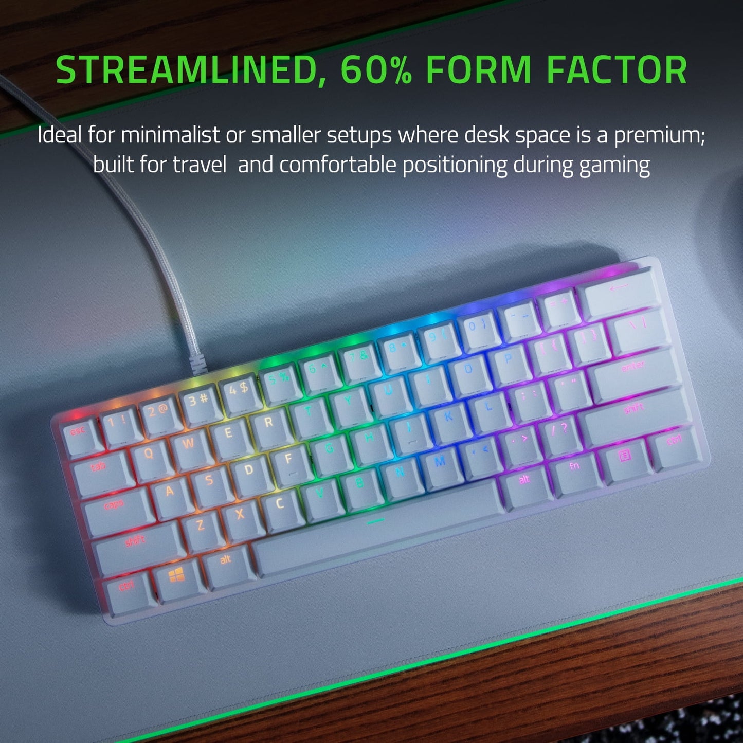 Huntsman Mini Special Edition, 60% Form Factor, Linear Optical PC Gaming Keyboard, Black/White