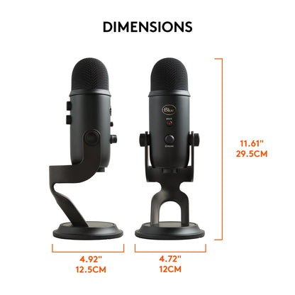 Blue Yeti USB Microphone for PC, Mac, Gaming, Recording, Streaming, Podcasting, Plug and Play, Blackout