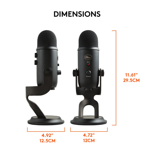 Blue Yeti USB Microphone for PC, Mac, Gaming, Recording, Streaming, Podcasting, Plug and Play, Blackout