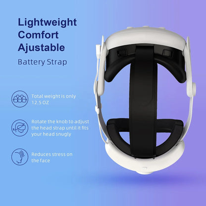 RGB Comfort Battery Head Strap 8000Mah Compatible with Meta Quest 3 Accessories, Battery Pack Elite Strap Replacement for Enhanced Support and Extend Playtime in VR White