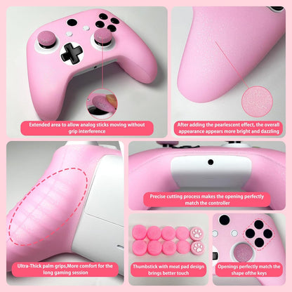 Pink Glitter Anti-Slip Protective Silicone Cover Skin Grips Compatible with Xbox ONE S/X Controller,8 PCS Glitter Thumb Grips Caps and 2 Grips Caps.