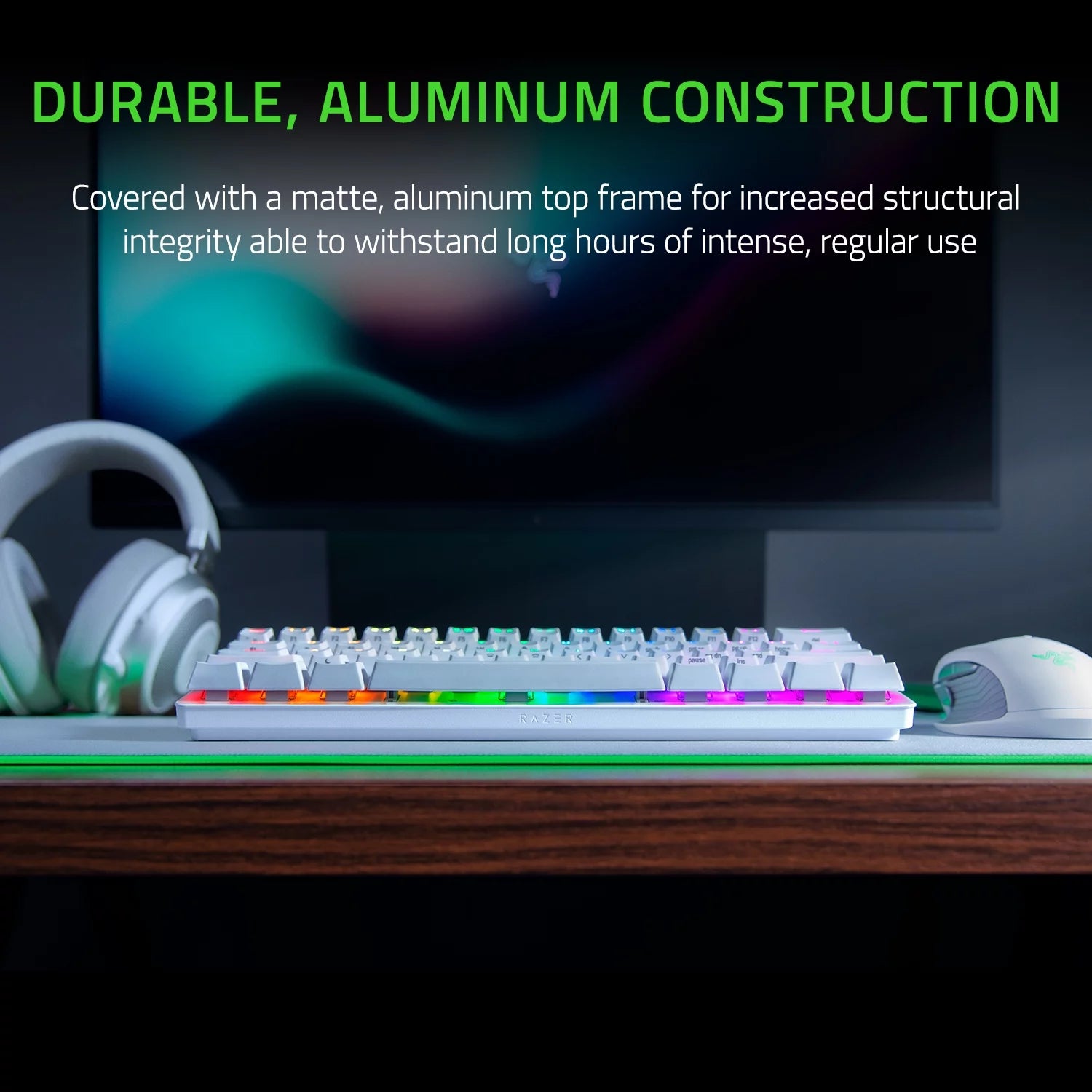 Huntsman Mini Special Edition, 60% Form Factor, Linear Optical PC Gaming Keyboard, Black/White