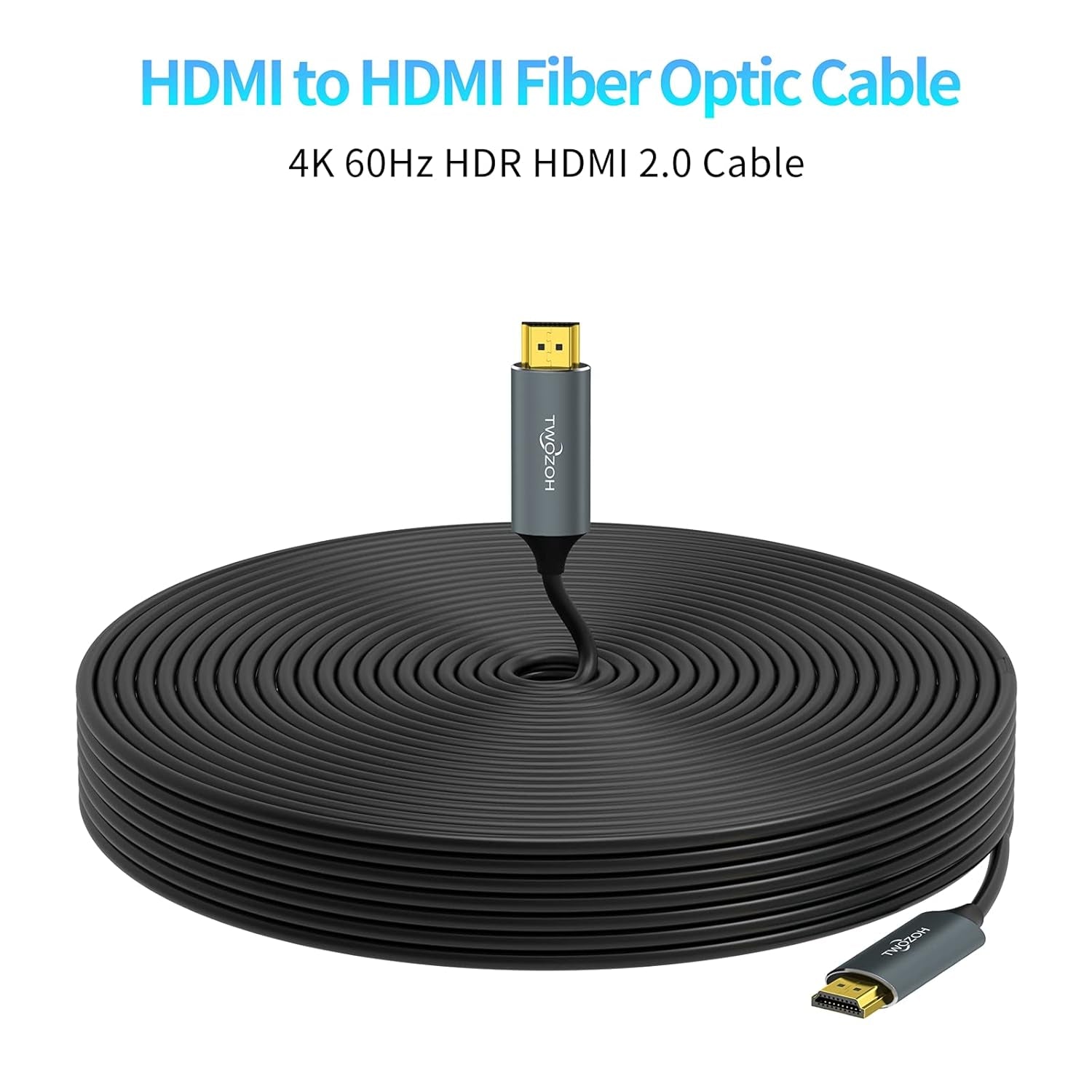 Fiber Optic HDMI Cable 50FT, 4K Fiber HDMI to HDMI Cable 4K/60Hz (4:4:4 HDR10 HDCP2.2) 1440P 144Hz 18Gbps High Speed UHD Fiber HDMI Cord(15M)