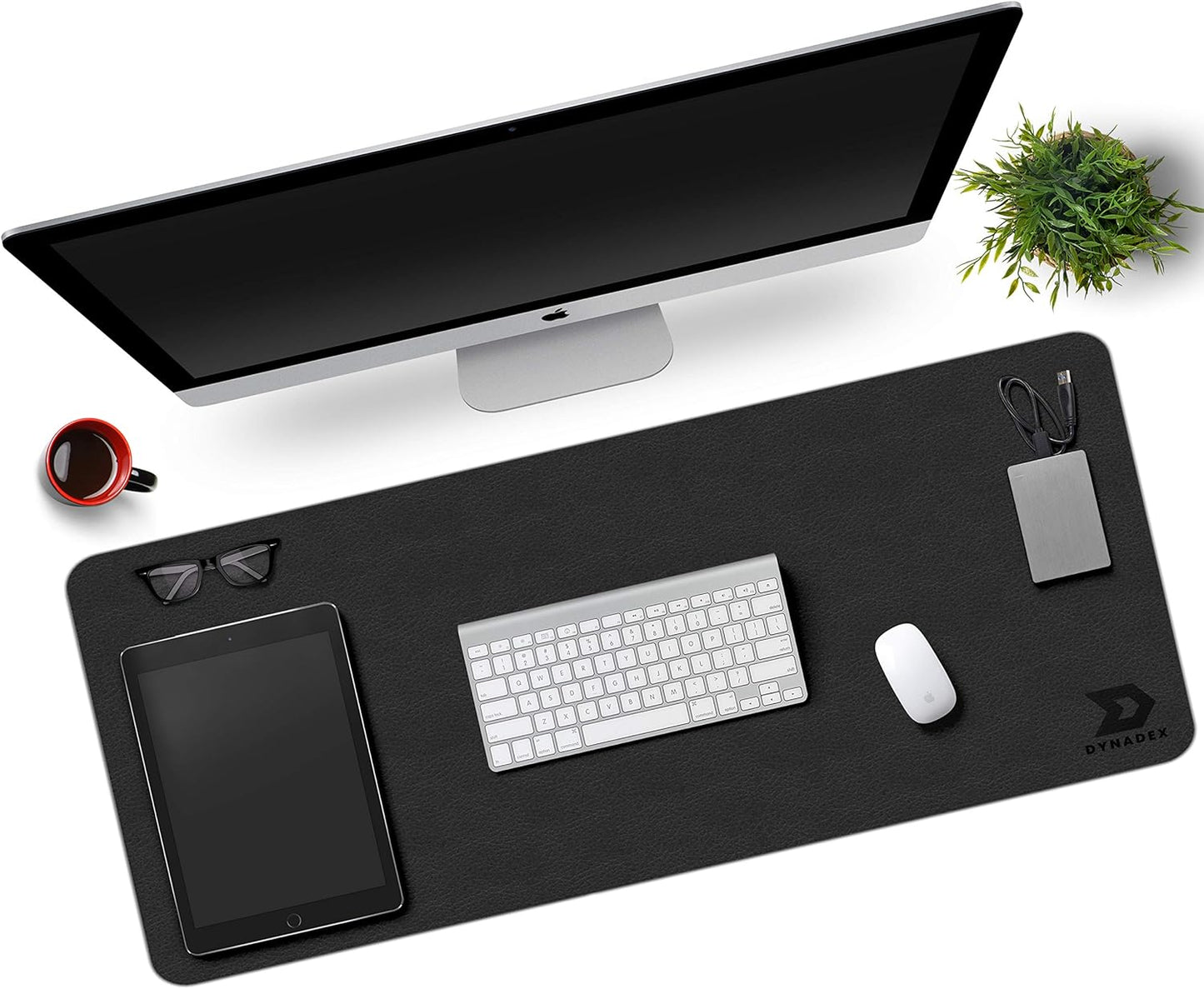 Leather Desk Pad Protector, Mouse Pad, Office Desk Mat, Non-Slip PU Leather Desk Blotter, Laptop Desk Pad, Waterproof Desk Writing Pad for Office and Home (Black/Velvet, 35.4 X 17)