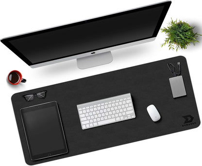 Leather Desk Pad Protector, Mouse Pad, Office Desk Mat, Non-Slip PU Leather Desk Blotter, Laptop Desk Pad, Waterproof Desk Writing Pad for Office and Home (Black/Velvet, 35.4 X 17)