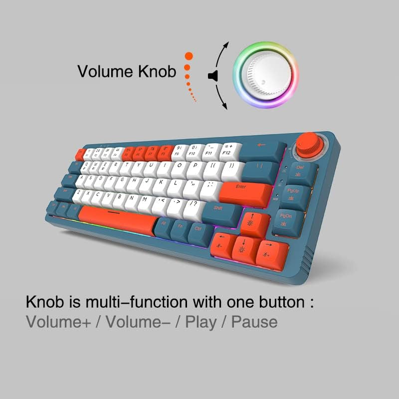 LK75 75% Gasket Mechanical Keyboard with 2 in 1 TFT Smart Display&Knob, Bluetooth 5.0/2.4Ghz/Usb-C MDA Profile Keycaps 83 Keys RGB Hot Swap Gaming Keyboard (Blue Switch)