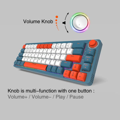 LK75 75% Gasket Mechanical Keyboard with 2 in 1 TFT Smart Display&Knob, Bluetooth 5.0/2.4Ghz/Usb-C MDA Profile Keycaps 83 Keys RGB Hot Swap Gaming Keyboard (Blue Switch)