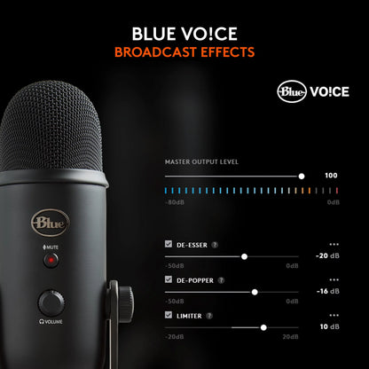 Blue Yeti USB Microphone for PC, Mac, Gaming, Recording, Streaming, Podcasting, Plug and Play, Blackout