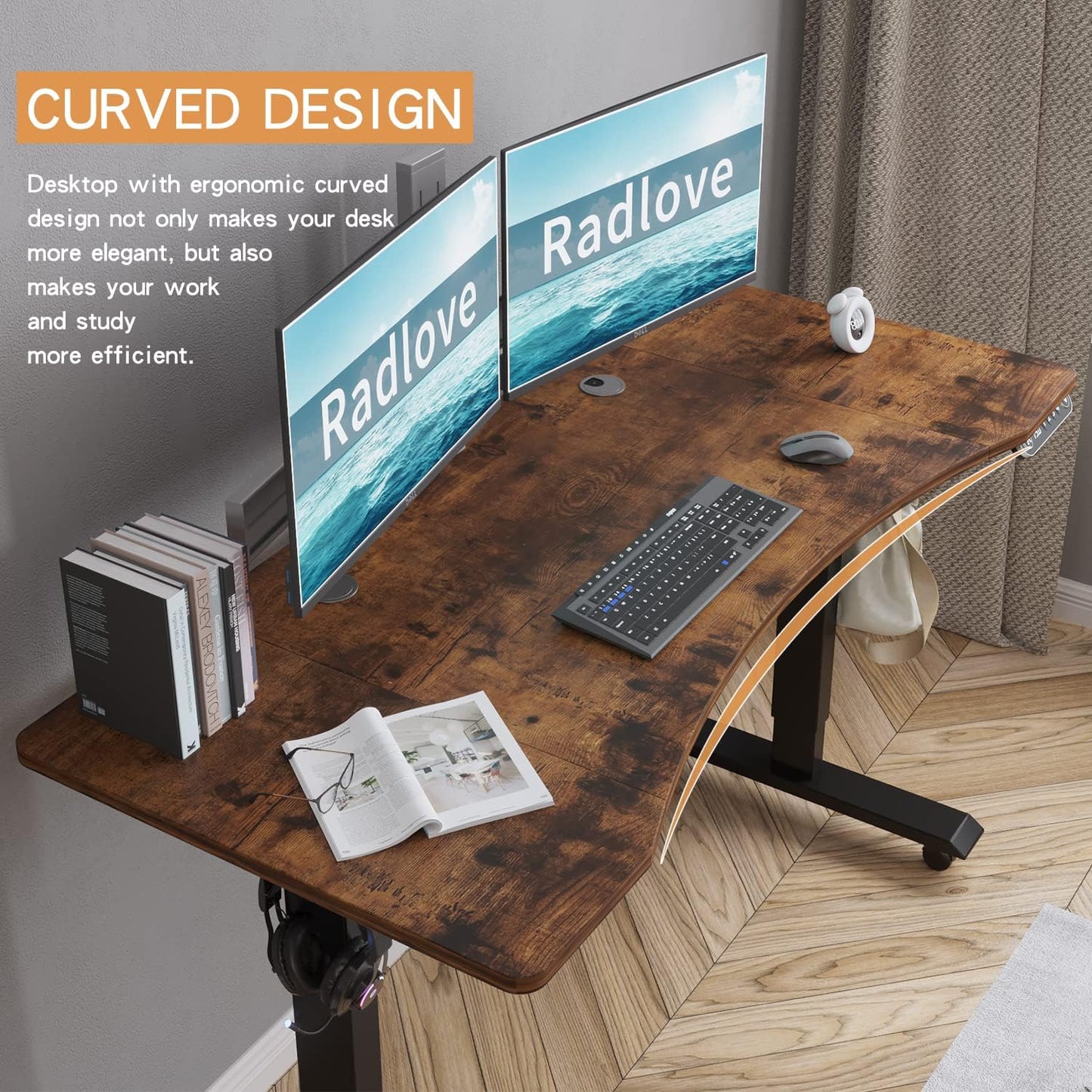 Electric Standing Desk, Height Adjustable Computer Desk Sit Stand Desk Home Office Desks with Splice Board and a under Desk