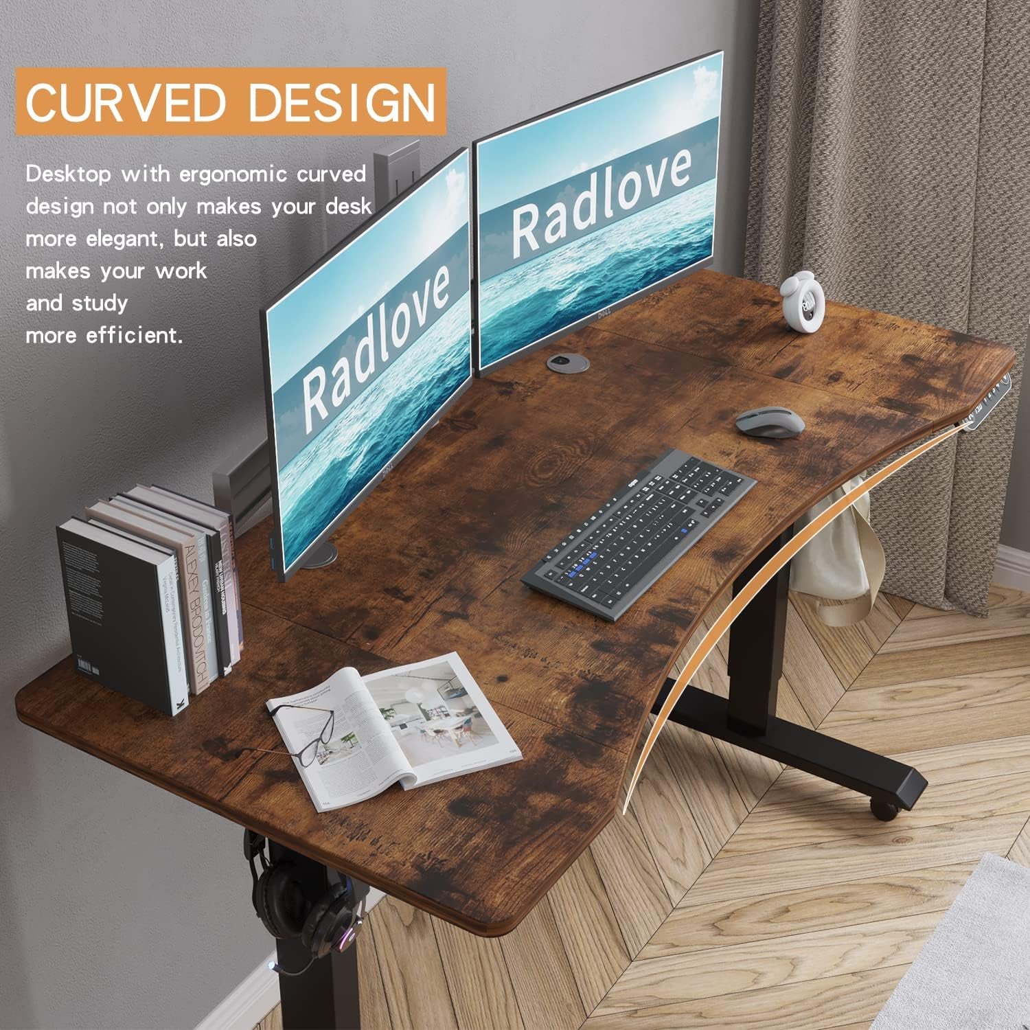 Electric Standing Desk, Height Adjustable Computer Desk Sit Stand Desk Home Office Desks with Splice Board and a under Desk