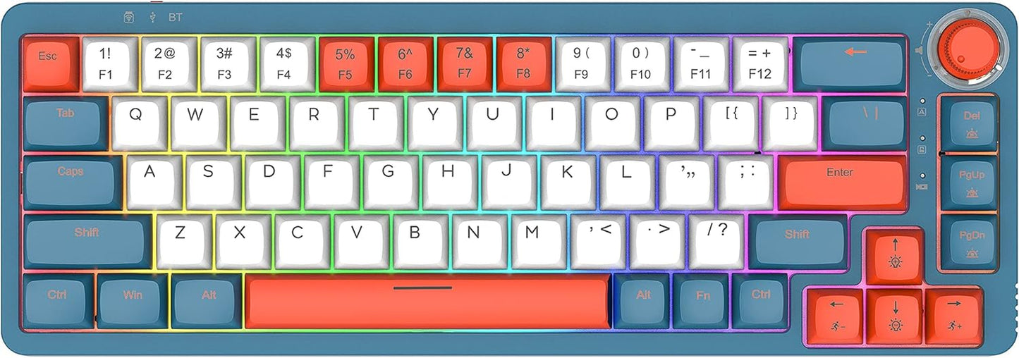 LK75 75% Gasket Mechanical Keyboard with 2 in 1 TFT Smart Display&Knob, Bluetooth 5.0/2.4Ghz/Usb-C MDA Profile Keycaps 83 Keys RGB Hot Swap Gaming Keyboard (Blue Switch)