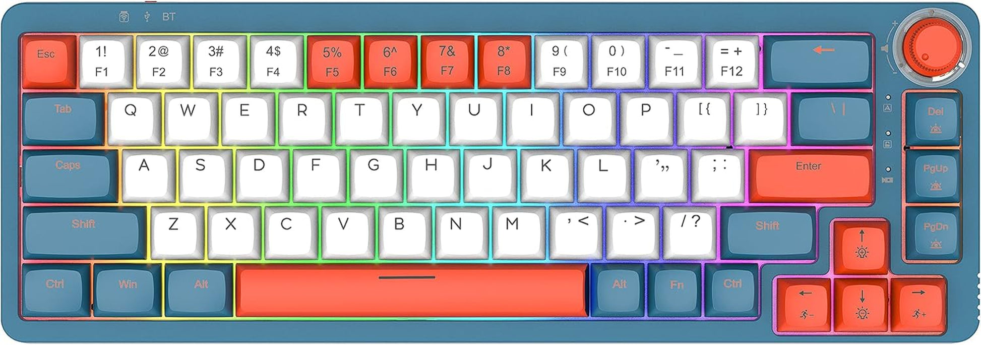 LK75 75% Gasket Mechanical Keyboard with 2 in 1 TFT Smart Display&Knob, Bluetooth 5.0/2.4Ghz/Usb-C MDA Profile Keycaps 83 Keys RGB Hot Swap Gaming Keyboard (Blue Switch)