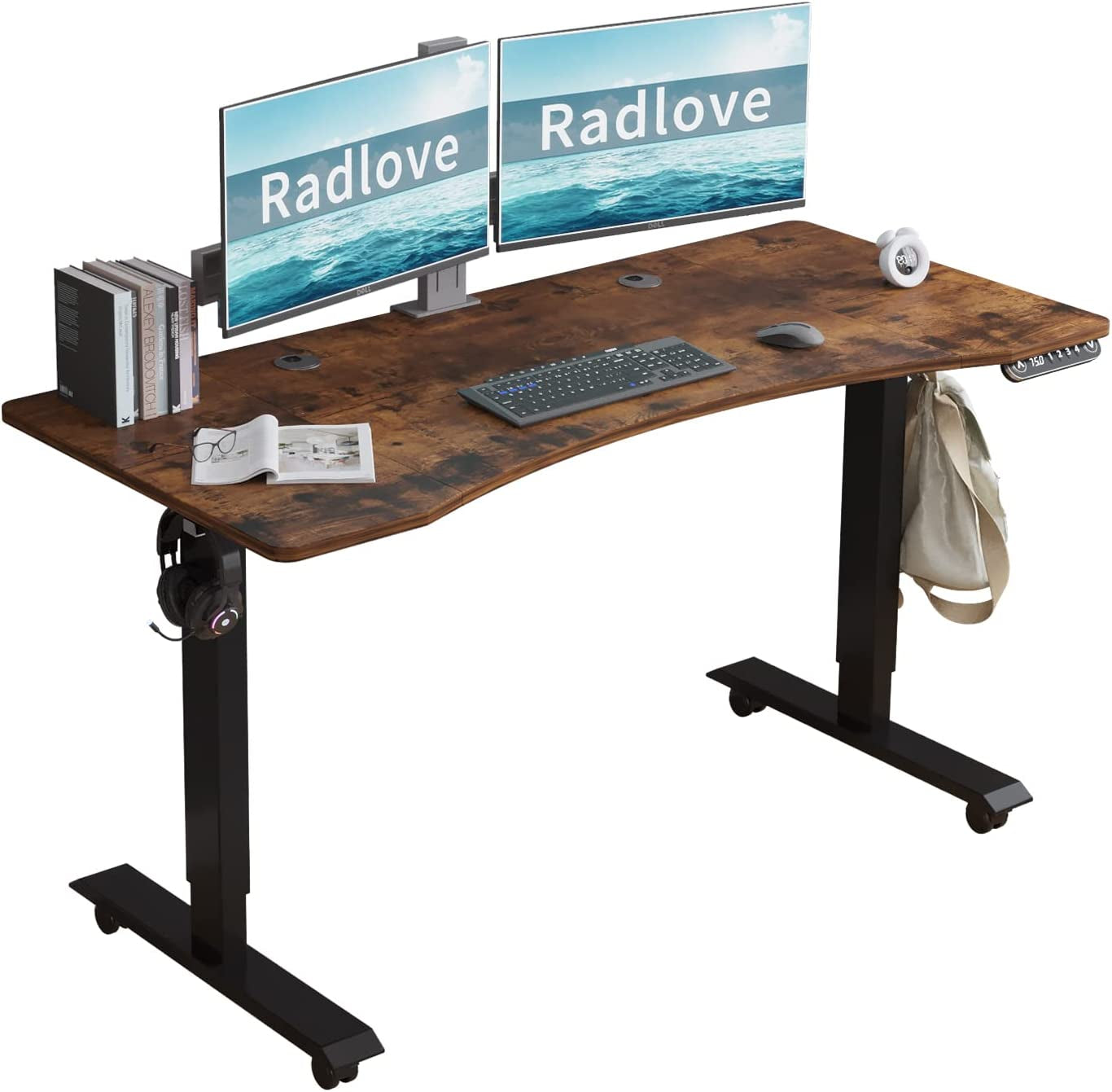 Electric Standing Desk, Height Adjustable Computer Desk Sit Stand Desk Home Office Desks with Splice Board and a under Desk
