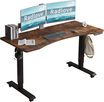 Electric Standing Desk, Height Adjustable Computer Desk Sit Stand Desk Home Office Desks with Splice Board and a under Desk
