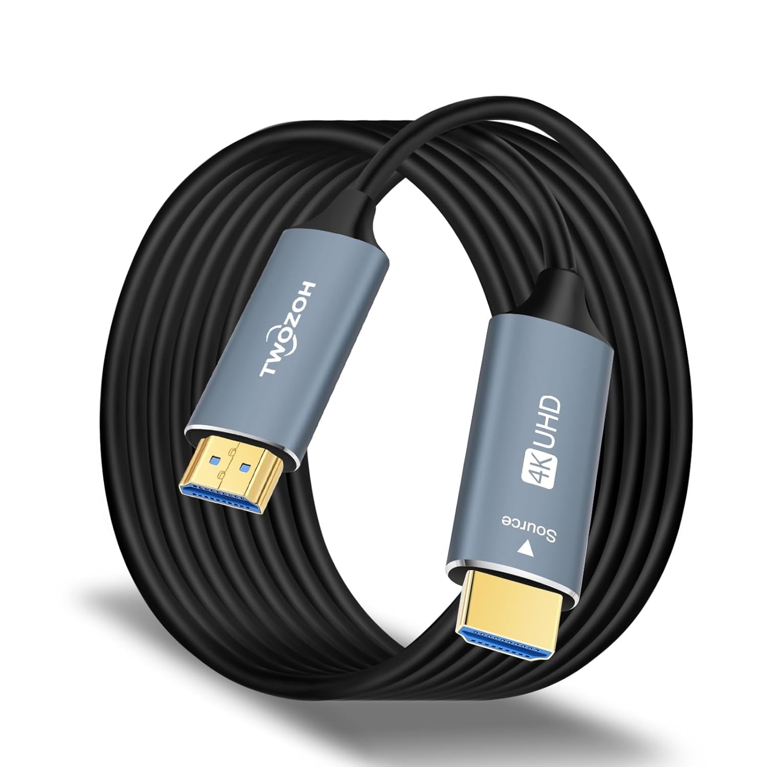 Fiber Optic HDMI Cable 50FT, 4K Fiber HDMI to HDMI Cable 4K/60Hz (4:4:4 HDR10 HDCP2.2) 1440P 144Hz 18Gbps High Speed UHD Fiber HDMI Cord(15M)