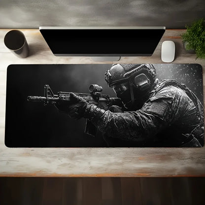 Large Tactical Soldier Mouse Pad – Non-Slip XXL Desk Mat with Stitched Edges, Gaming Accessories for FPS and Home Use