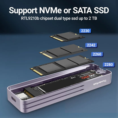 M.2 NVMe & SATA SSD Enclosure with Visual Display — USB 3.2 Gen 2 10Gbps, M-Key & B+M Key, UASP TRIM, Hot-Swap