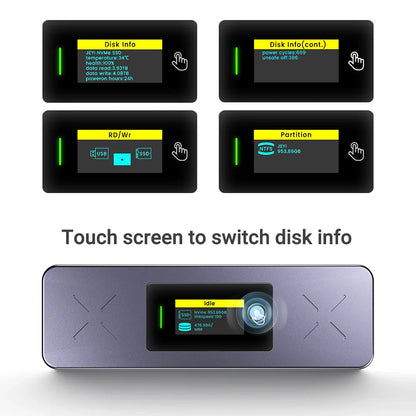 M.2 NVMe & SATA SSD Enclosure with Visual Display — USB 3.2 Gen 2 10Gbps, M-Key & B+M Key, UASP TRIM, Hot-Swap