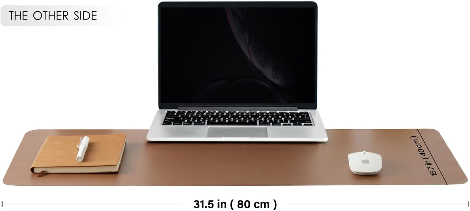 Dual Sided Leather Desk Mat - Waterproof Desk Pad for Office and Home - Desk Organization and Accessories - Ideal for Large Mouse Pad and Desk Mats on Top of Desks(Coffee+Dark Gold,31.5"X 15.7")