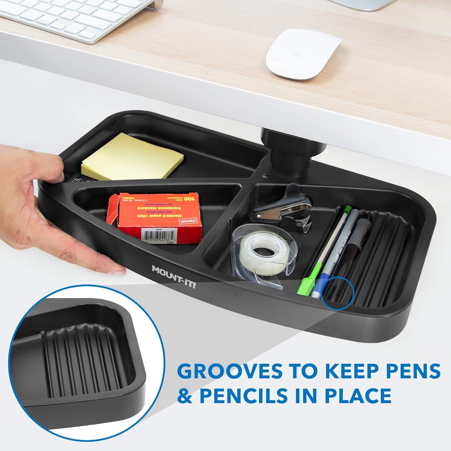 under Desk Mounted Drawer, Swivel under Desk Tray for Paper Clip, Pen, and Other Office Supplies, Attachable Small under Counter Drawer for Tables and Workbenches