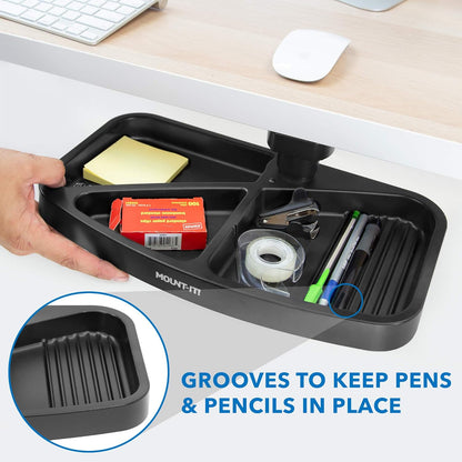 under Desk Mounted Drawer, Swivel under Desk Tray for Paper Clip, Pen, and Other Office Supplies, Attachable Small under Counter Drawer for Tables and Workbenches