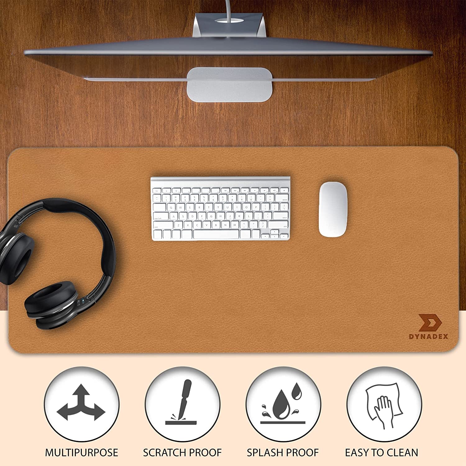 Leather Desk Pad Protector, Mouse Pad, Office Desk Mat, Non-Slip PU Leather Desk Blotter, Laptop Desk Pad, Waterproof Desk Writing Pad for Office and Home (Black/Velvet, 35.4 X 17)