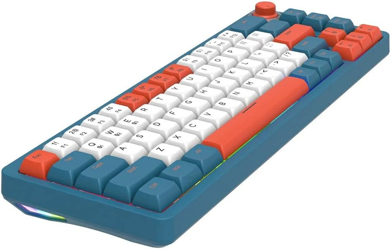 LK75 75% Gasket Mechanical Keyboard with 2 in 1 TFT Smart Display&Knob, Bluetooth 5.0/2.4Ghz/Usb-C MDA Profile Keycaps 83 Keys RGB Hot Swap Gaming Keyboard (Blue Switch)