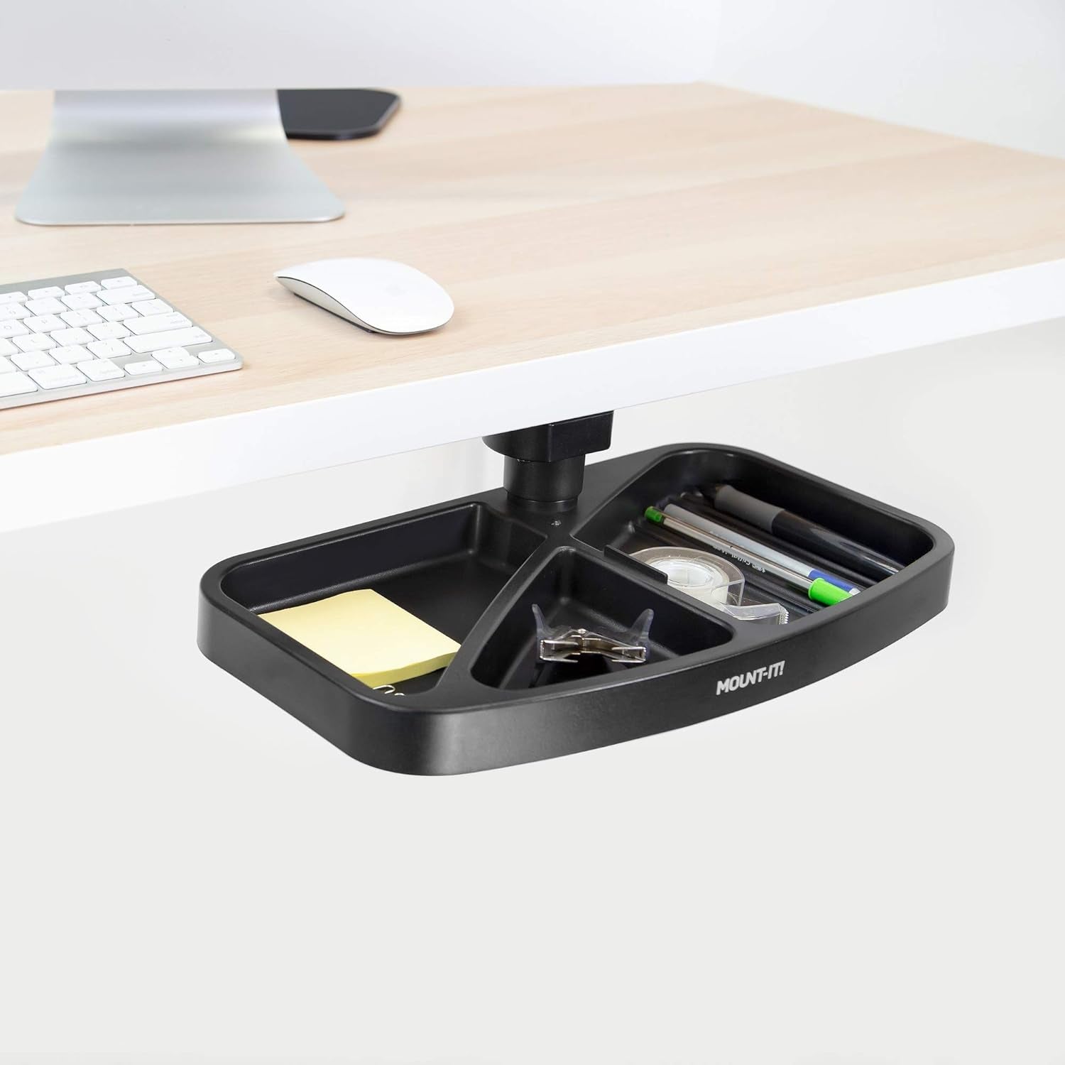under Desk Mounted Drawer, Swivel under Desk Tray for Paper Clip, Pen, and Other Office Supplies, Attachable Small under Counter Drawer for Tables and Workbenches