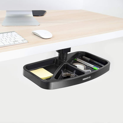 under Desk Mounted Drawer, Swivel under Desk Tray for Paper Clip, Pen, and Other Office Supplies, Attachable Small under Counter Drawer for Tables and Workbenches
