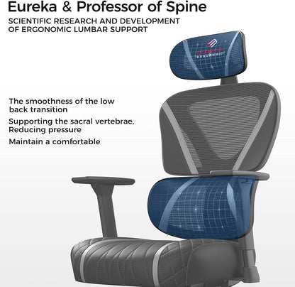 Gaming Chair,Mesh Home Office Desk Chairs,Dual Back Adaptive Lumbar Support, Adjustable 3D Armrest 2D Headrest, Breathable Comfortable PC Computer Sillas Gamer Reclining Chair（Grey）