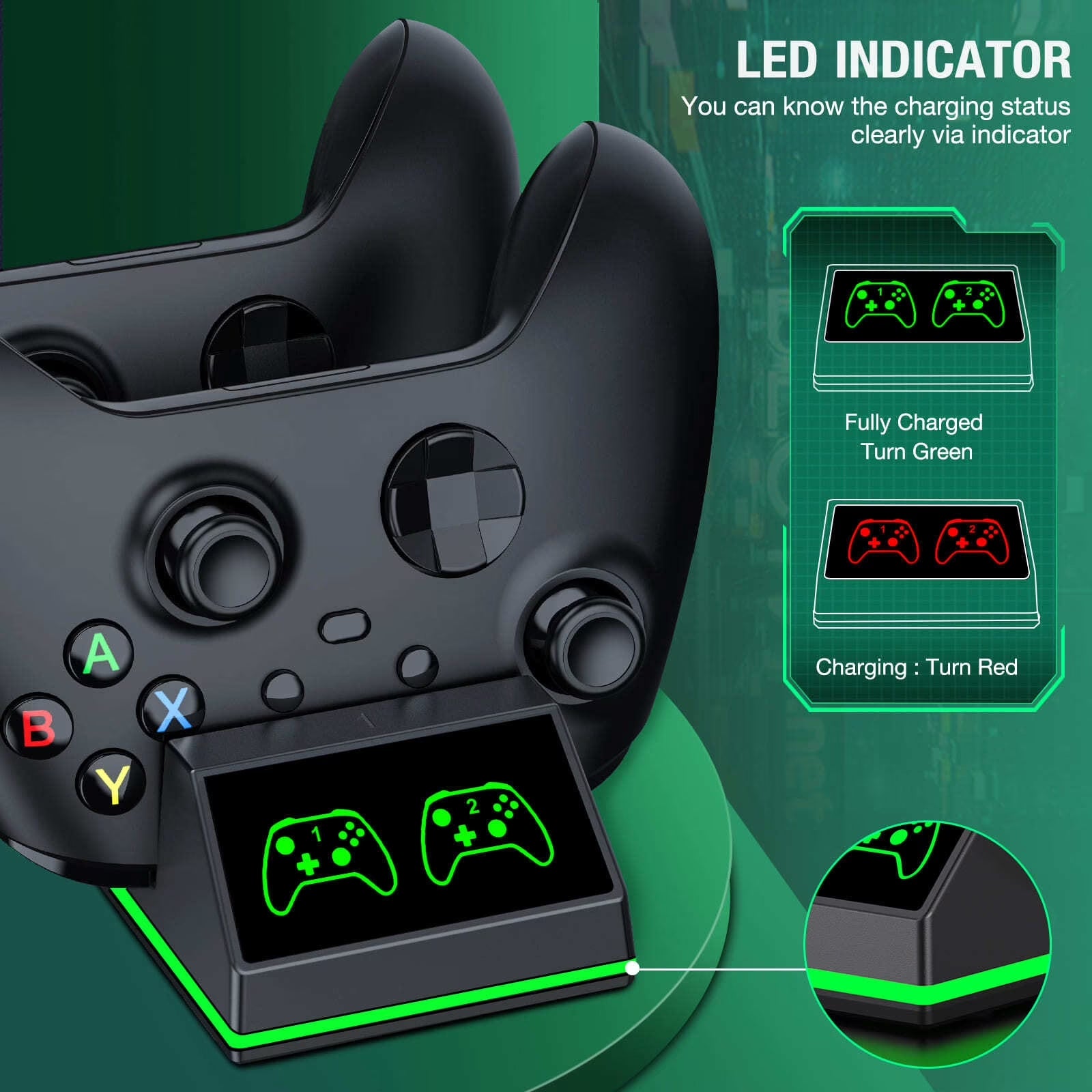 Controller Charger for Xbox One, Xbox Controller Charging Station with 2 X 4800Mwh Rechargeable Battery Packs for Xbox Series X/S/One X/S/Elite,Xbox Accessories