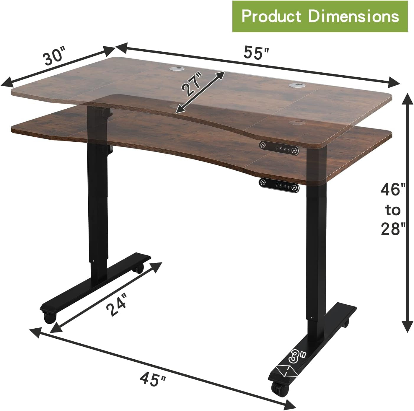 Electric Standing Desk, Height Adjustable Computer Desk Sit Stand Desk Home Office Desks with Splice Board and a under Desk