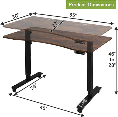 Electric Standing Desk, Height Adjustable Computer Desk Sit Stand Desk Home Office Desks with Splice Board and a under Desk