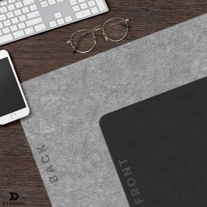 Leather Desk Pad Protector, Mouse Pad, Office Desk Mat, Non-Slip PU Leather Desk Blotter, Laptop Desk Pad, Waterproof Desk Writing Pad for Office and Home (Black/Velvet, 35.4 X 17)
