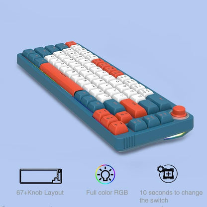 LK75 75% Gasket Mechanical Keyboard with 2 in 1 TFT Smart Display&Knob, Bluetooth 5.0/2.4Ghz/Usb-C MDA Profile Keycaps 83 Keys RGB Hot Swap Gaming Keyboard (Blue Switch)