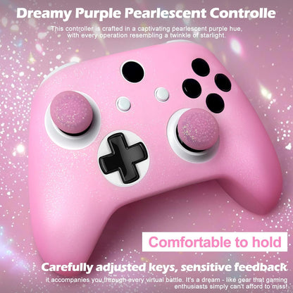 Pink Glitter Anti-Slip Protective Silicone Cover Skin Grips Compatible with Xbox ONE S/X Controller,8 PCS Glitter Thumb Grips Caps and 2 Grips Caps.