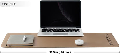 Dual Sided Leather Desk Mat - Waterproof Desk Pad for Office and Home - Desk Organization and Accessories - Ideal for Large Mouse Pad and Desk Mats on Top of Desks(Coffee+Dark Gold,31.5"X 15.7")
