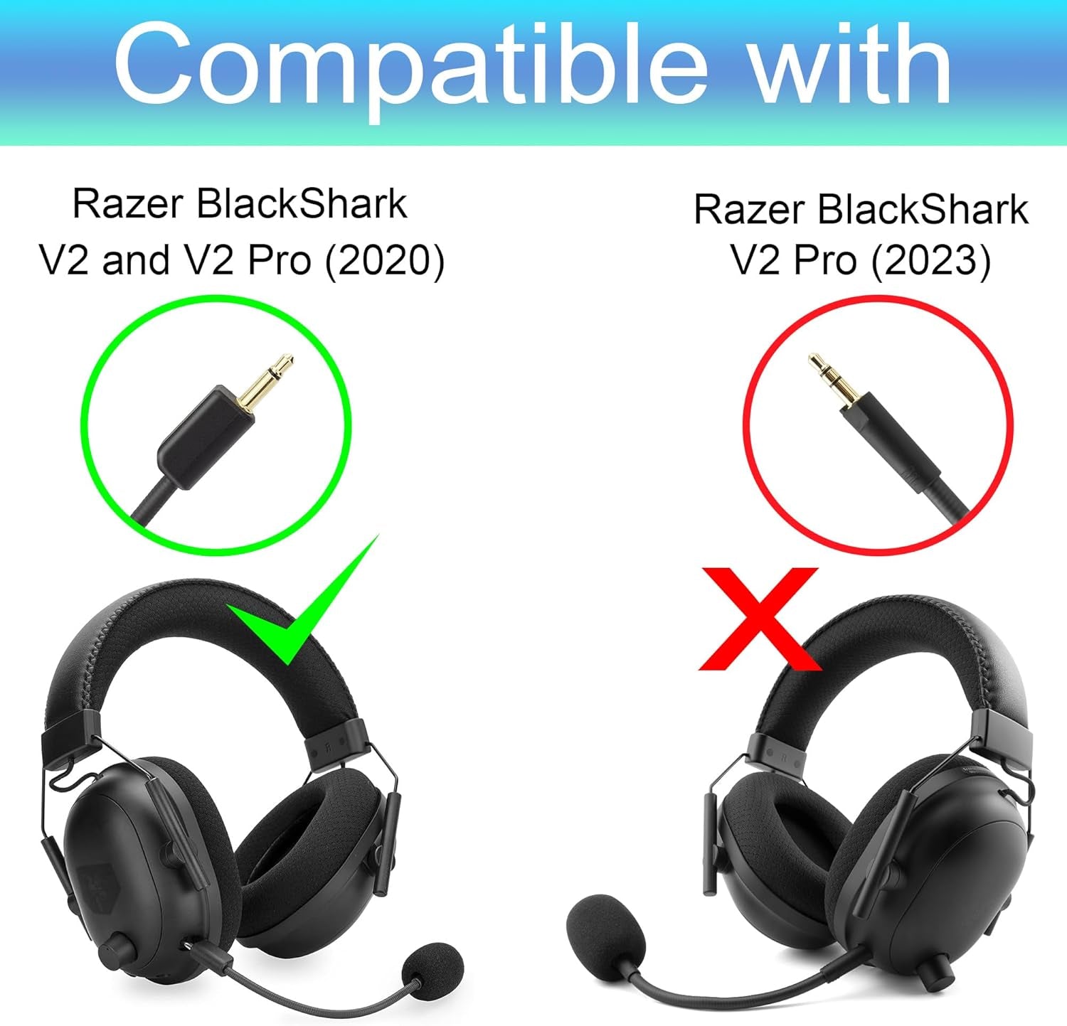 Blackshark V2 Mic Replacement for Razer Blackshark V2 and V2 Pro Wireless Gaming Headset 3.5Mm Detachable Game Boom Microphone with Foam