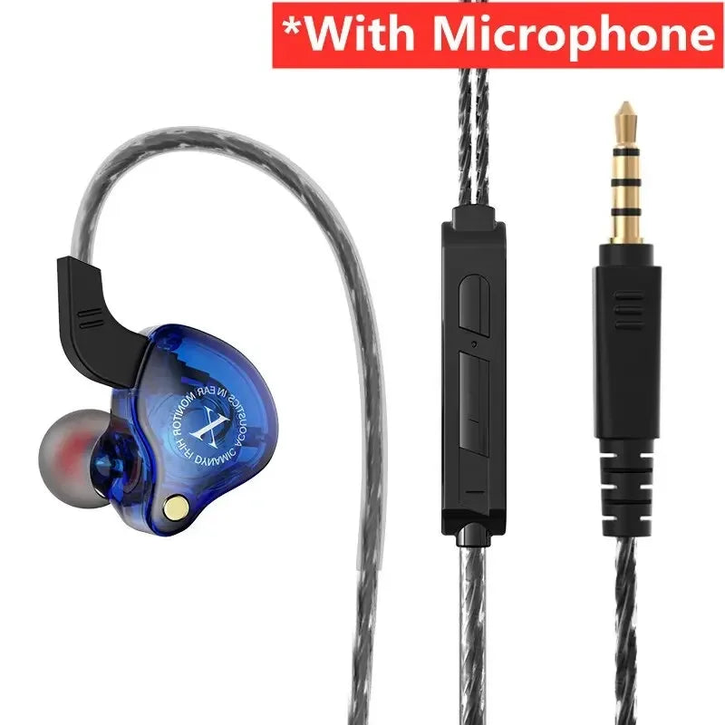 Original X2 Dynamic Wired Earphones HIFI Heavy Bass Earbuds in Ear Gaming Headphones Monitor Sport Noise Cancelling Headset Mic